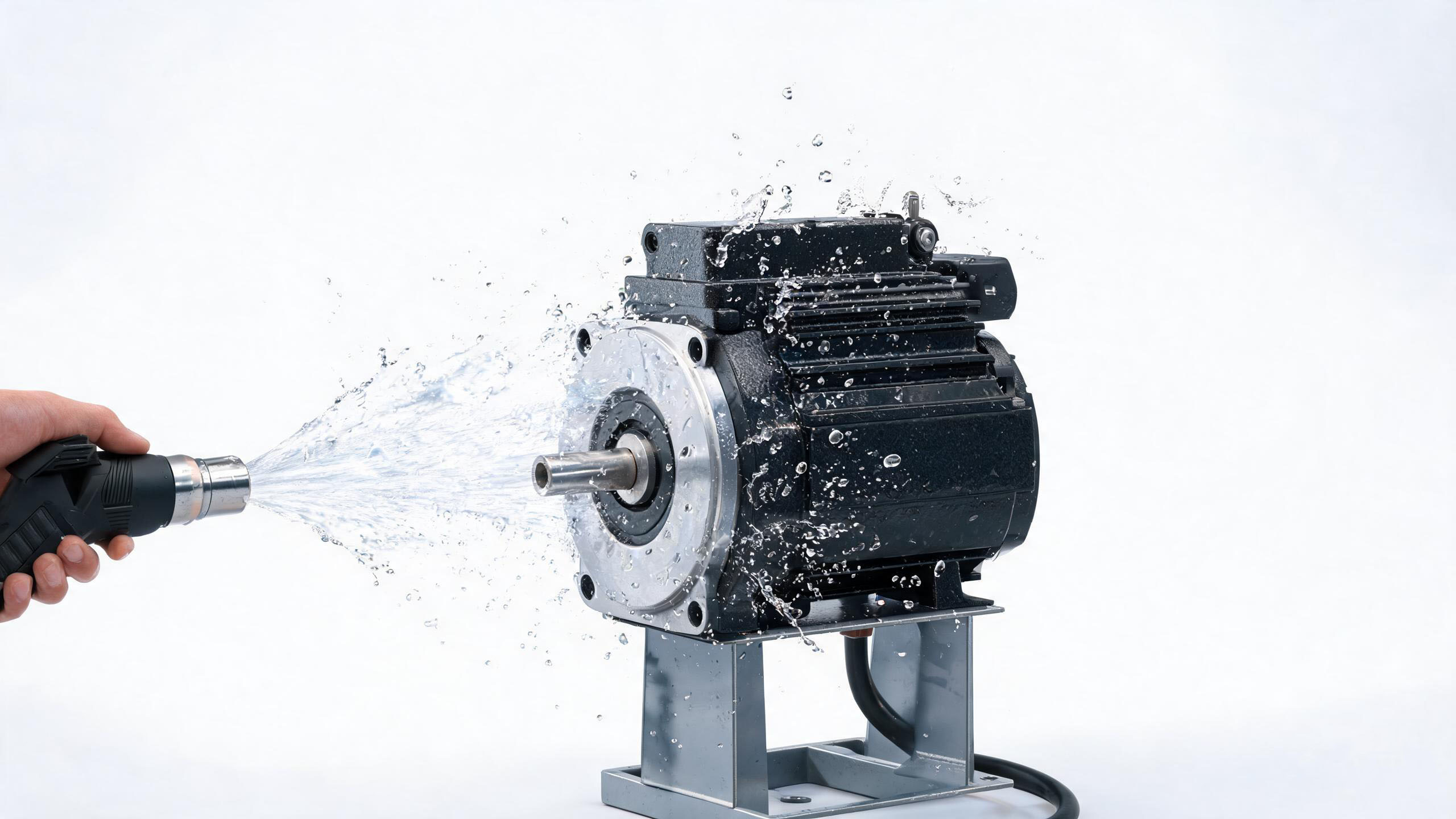 Motor IP rating water spray protection illustration